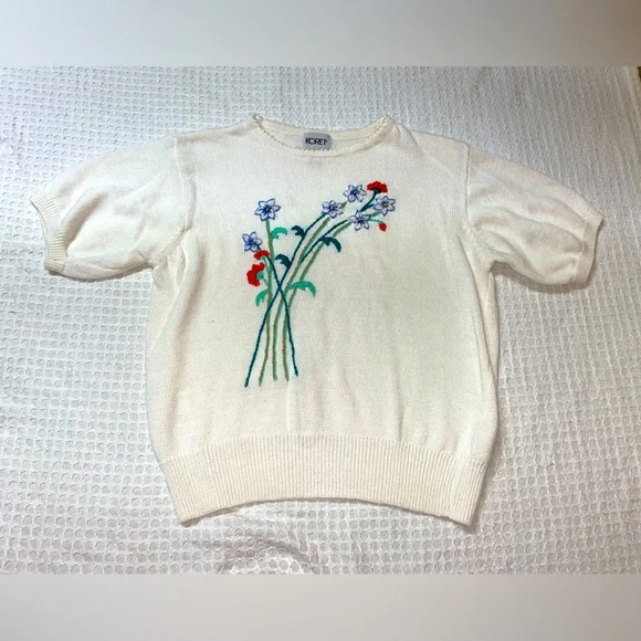 Vintage Embroidered Floral Sweater - Picture 1 of 9